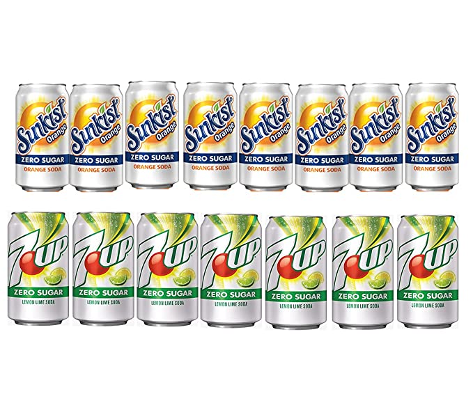 EVAXO LUV BOX - VARIETY , ( 8 ZERO SUNKIST , 7 ZERO 7UP ) PACK OF 15 , 12OZ CANS - 384921895595