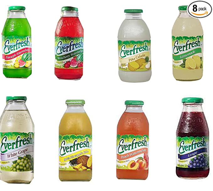 EVAXO LUV BOX - VARIETY , EVERFRESH 16 OZ , PACK OF 8 ( PINEAPPLE WATERMELON , STRAWBERRY WATERMELON ,PINA COLADA , PINAPPLE , PEACH WATERMELON , LEMONADE , WHITE GRAPE , GRAPE ) - 384921895731