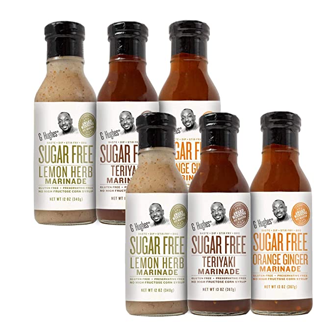 G Hughes Sugar Free Assorted Marinades (1) Lemon Herb 12oz bottle (1) Teriyaki 12oz bottle and (1) Orange Ginger 12oz bottle - PACK OF 2 - 384922297862