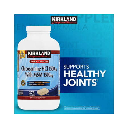 Kirkland Signature Extra Strength Glucosamine HCI 1500mg With MSM 1500 mg 375-Count Tablets - 400001535790