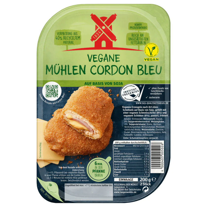 Vegetarische Mühlen Schnitzel Cordon Bleu - 4000405005026