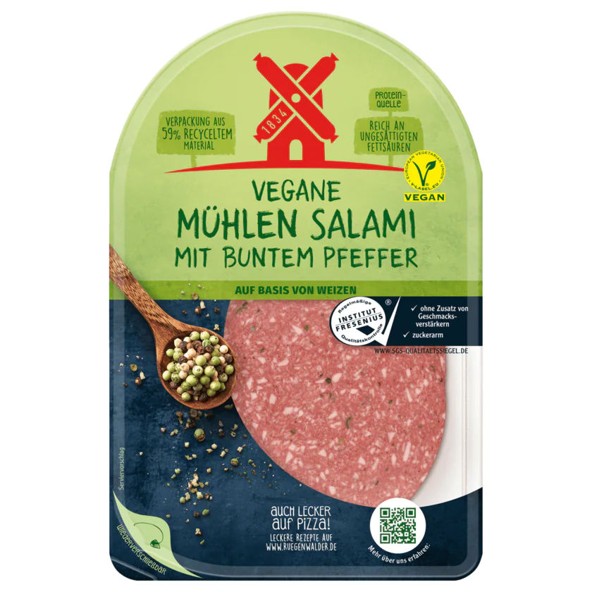 Vegetarische Mühlen Salami bunter Pfeffer - 4000405005415
