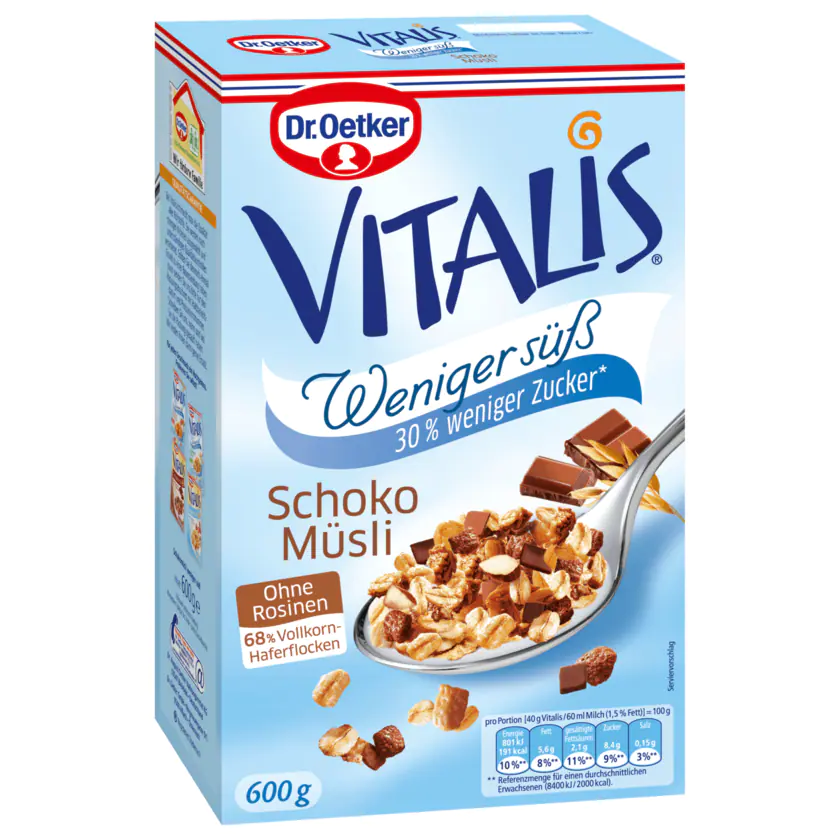 Dr.Oetker Vitalis Schoko Müsli weniger süß 600 g - 4000521004620