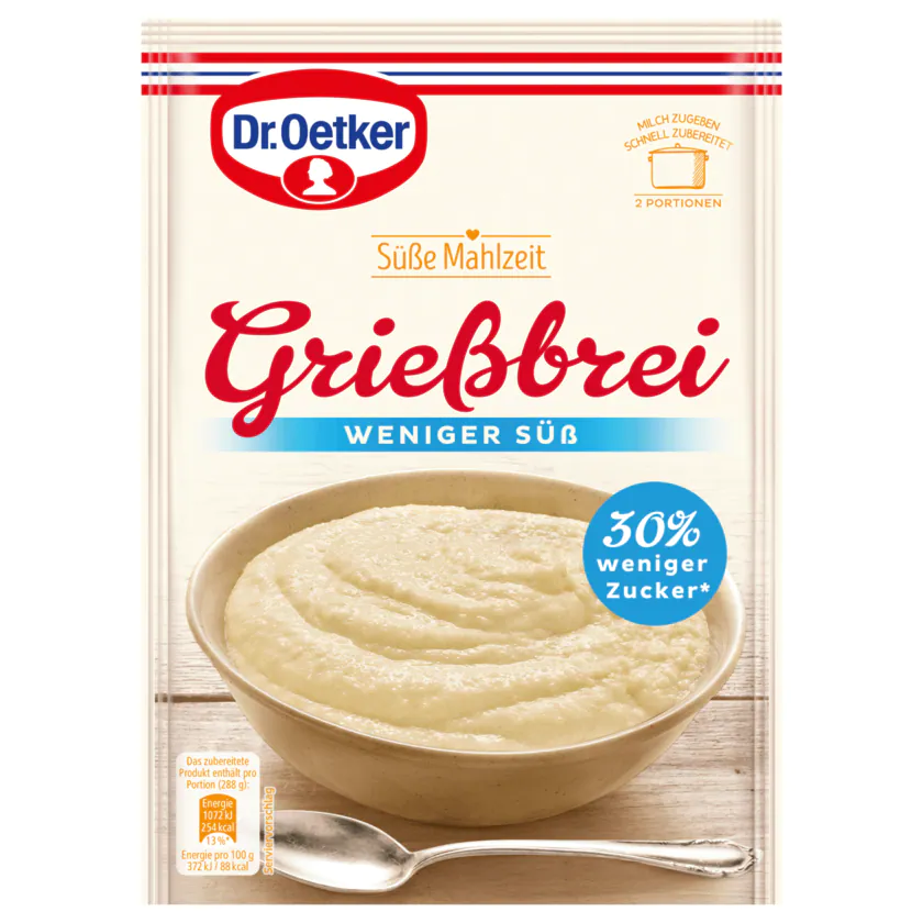 Dr.Oetker Grießbrei Weniger Süß 76 g - 4000521013769