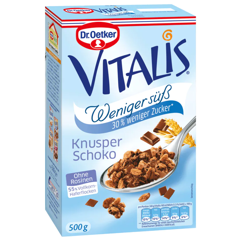 Dr.Oetker Vitalis Knusper Schoko Müsli weniger süß 500 g - 4000521017118