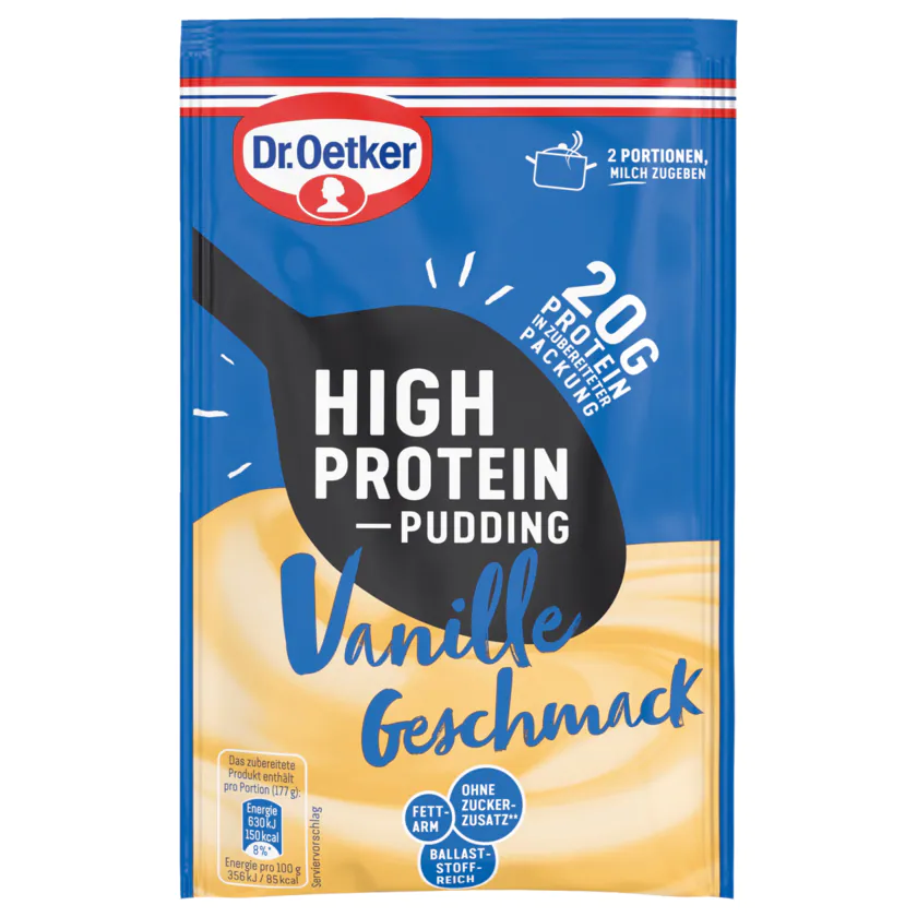 Dr. Oetker High Protein-Pudding Vanille Geschmack 55g - 4000521027384