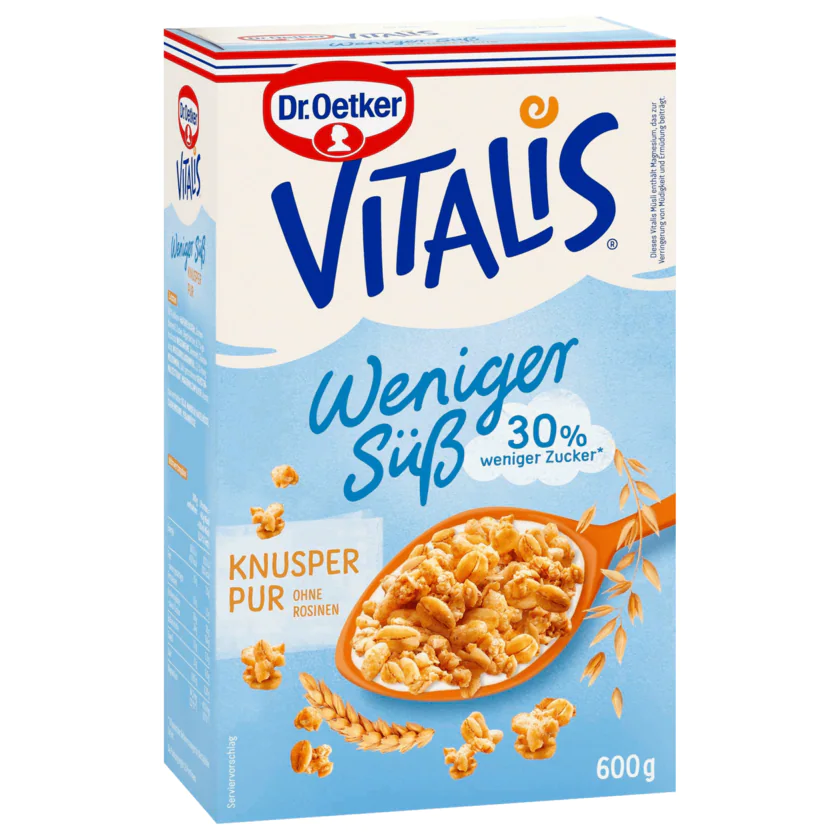 Dr.Oetker Vitalis Knusper pur 30% weniger Zucker 600 g - 4000521662103