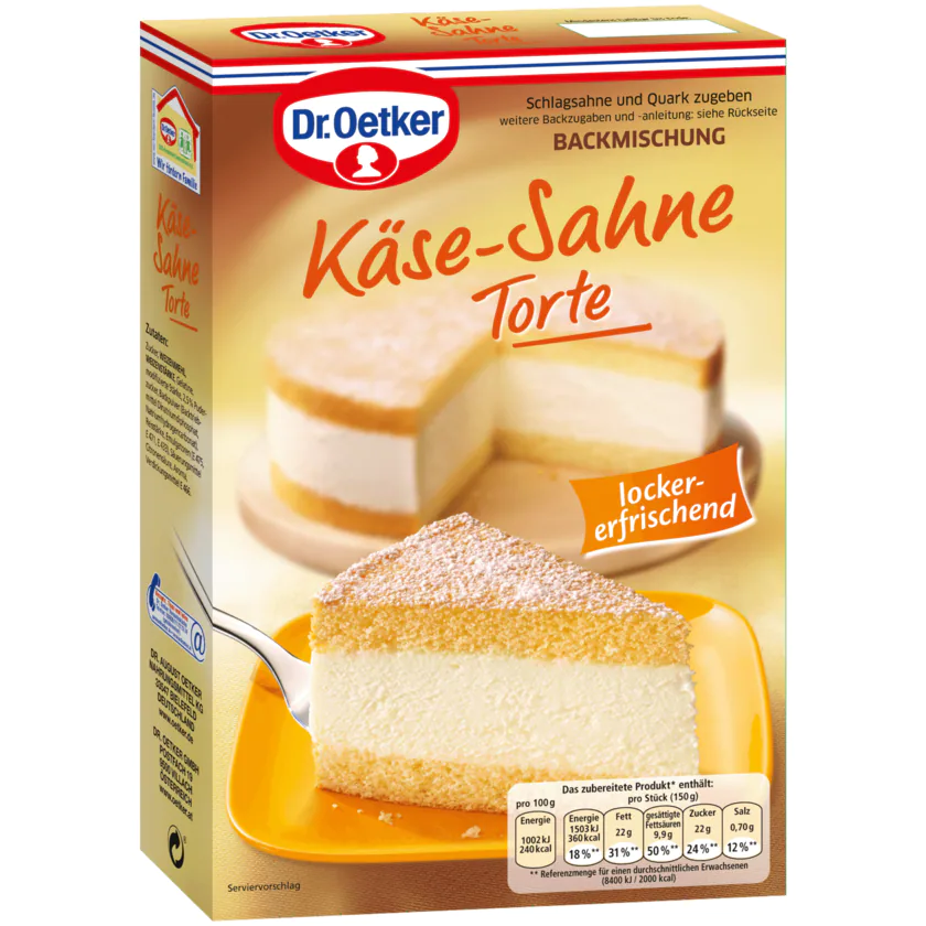 Dr.Oetker Backmischung für Käse-Sahne Torte 385 g - 4000521855802