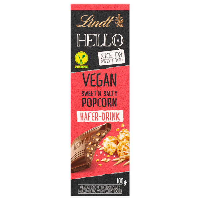 Lindt Hello Schokolade Vegan Sweet'n Salty Popcorn 100g - 4000539214004