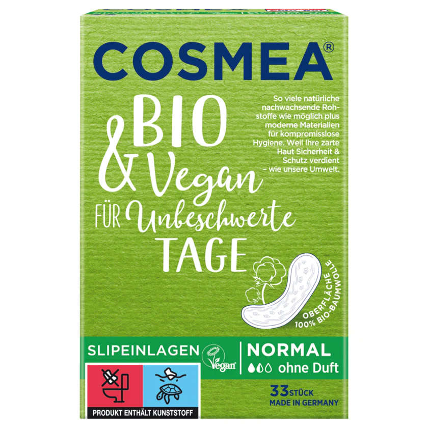 Cosmea Bio & Vegan Slipeinlagen Bio Comfort Normal 33 Stück - 4000576021504