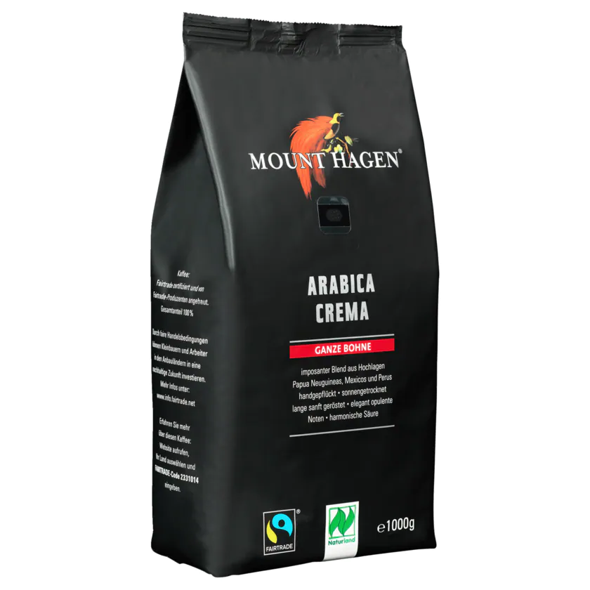 Mount Hagen Arabica Crema ganze Bohne 1kg - 4000799109331