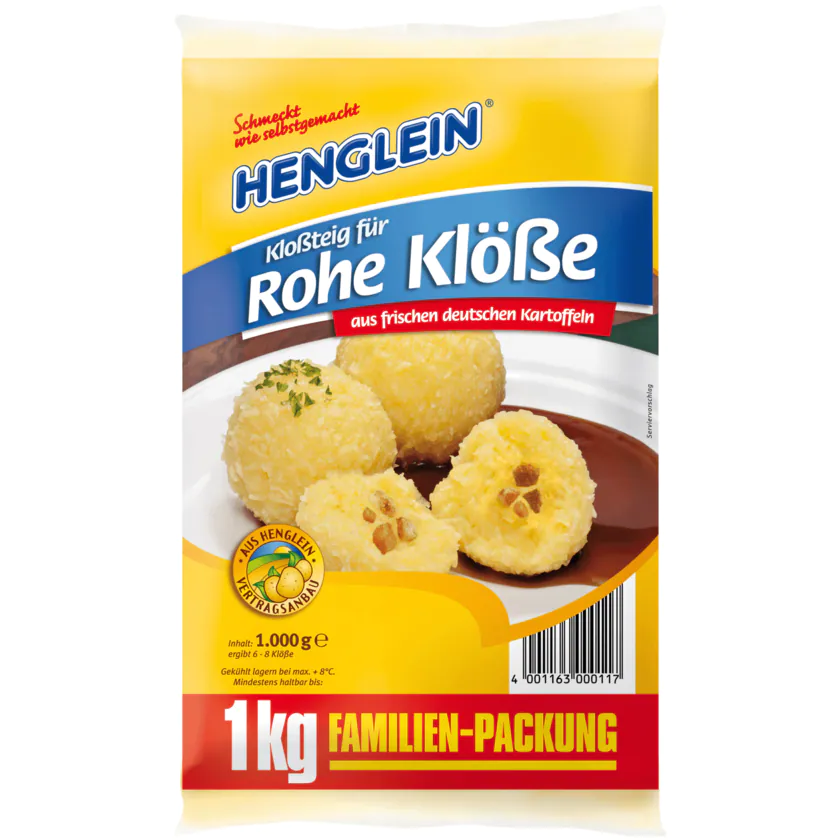 Henglein Kloßteig für rohe Klöße 1kg - 4001163000117