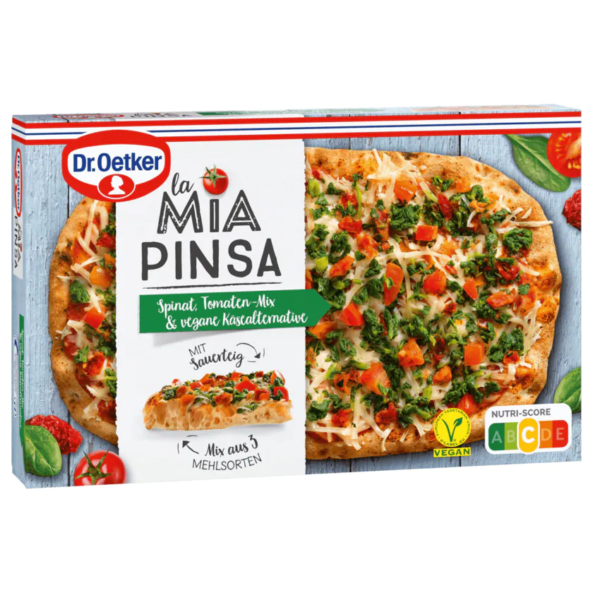 Dr. Oetker La Mia Pinsa Spinat, Tomaten-Mix & vegane Käsealternative vegan 320g - 4001724043591