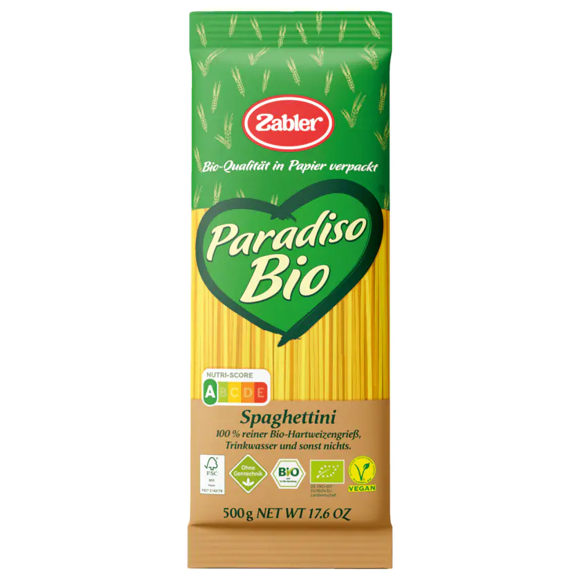 Zabler Bio Paradiso Spaghettini vegan 500g - 4001762060260