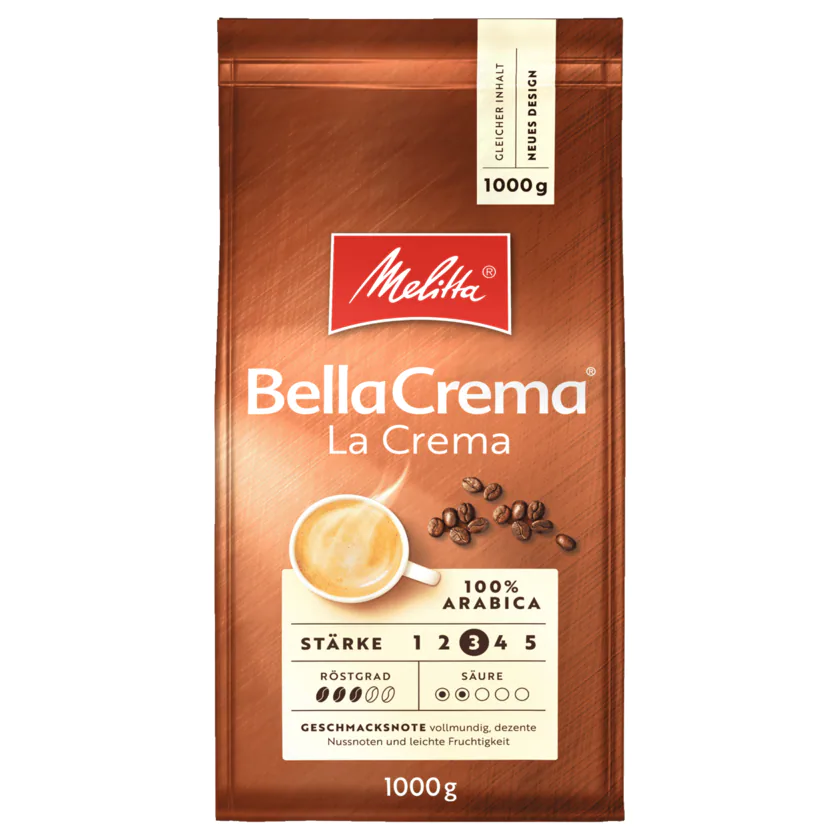 Melitta BellaCrema Kaffee LaCrema ganze Bohnen 1kg - 4002720008102