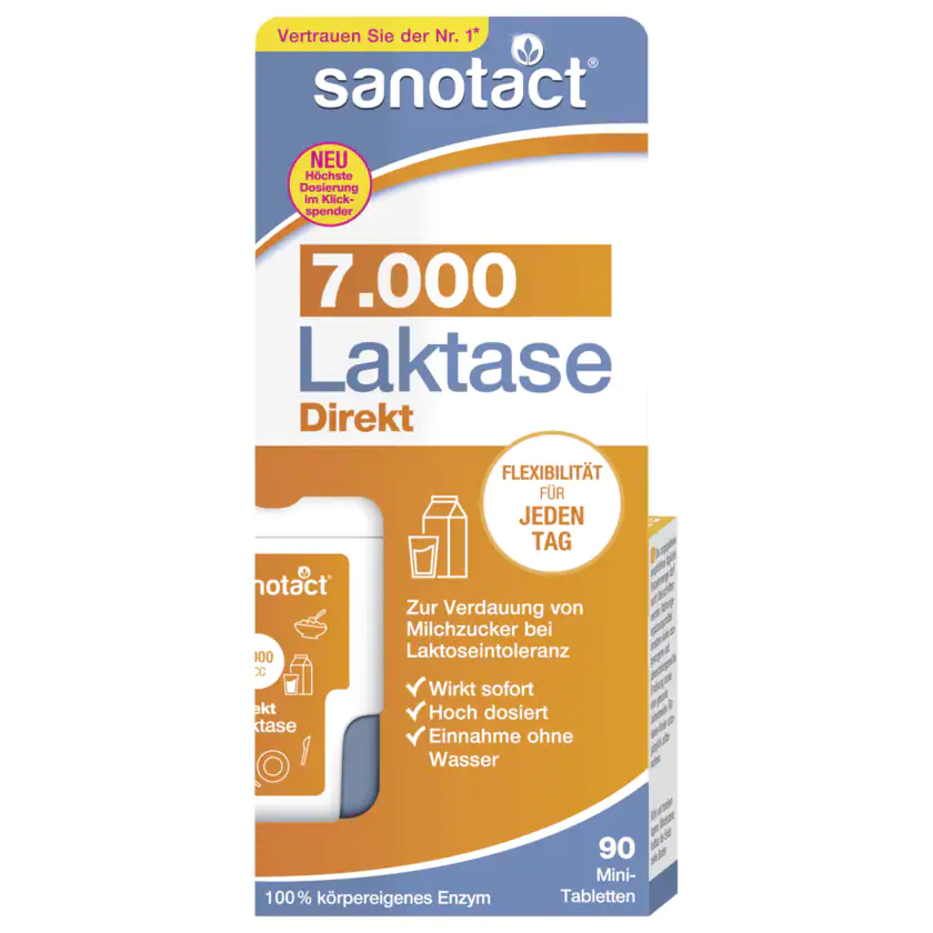 sanotact Laktase Direkt 7.000 FCC 90 Mini-Tabletten - 4003087432456