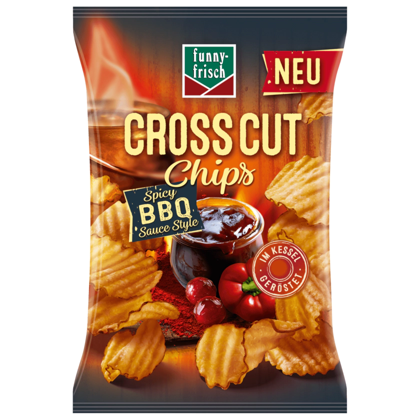 Funny-frisch Kessel Chips Cross Cut Spicy BBQ Sauce Style 120g - 4003586104885