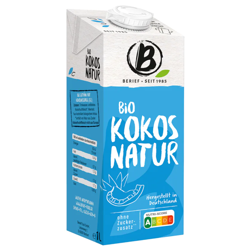 Berief Bio Kokos Drink ungesüßt vegan 1l - 4004790111003