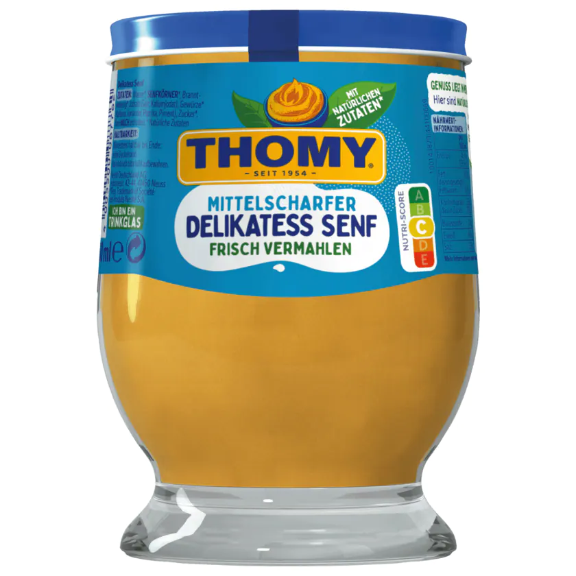 Thomy Delikatess Senf Mittelscharf im Glas 250 ml - 4005500087762