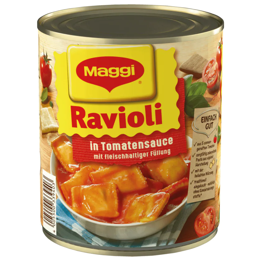 Ravioli in Tomatensauce mit fleischhaltiger Füllung - 4005500339403