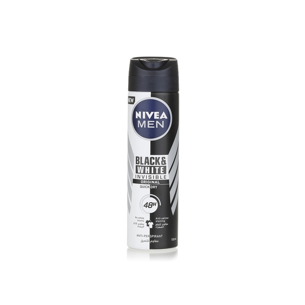 Nivea for men black & white deodorant spray 150ml - Waitrose UAE & Partners - 4005900035653