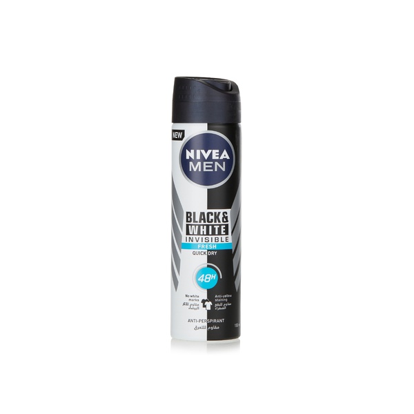 Nivea for men black &white deodorant spray 150ml - Waitrose UAE & Partners - 4005900371522