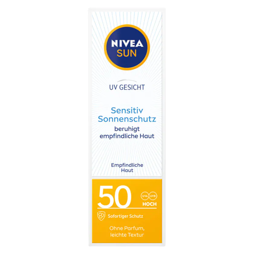 NIVEA Sun Sonnenschutz UV Gesicht Sensitiv LSF 50 50ml - 4005900599100
