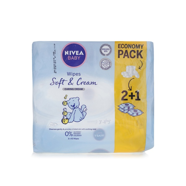 Nivea soft & cream baby wipes x63 2+1 - Waitrose UAE & Partners - 4005900634764