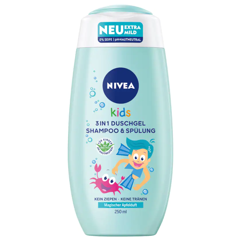 NIVEA Kids 3in1 Duschgel Shampoo & Spülung Magischer Apfelduft 250ml - 4005900674081