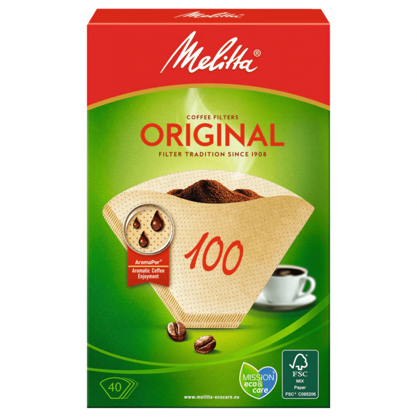 Melitta Filtertüten 100 naturbraun 40 Stück - 4006508126033