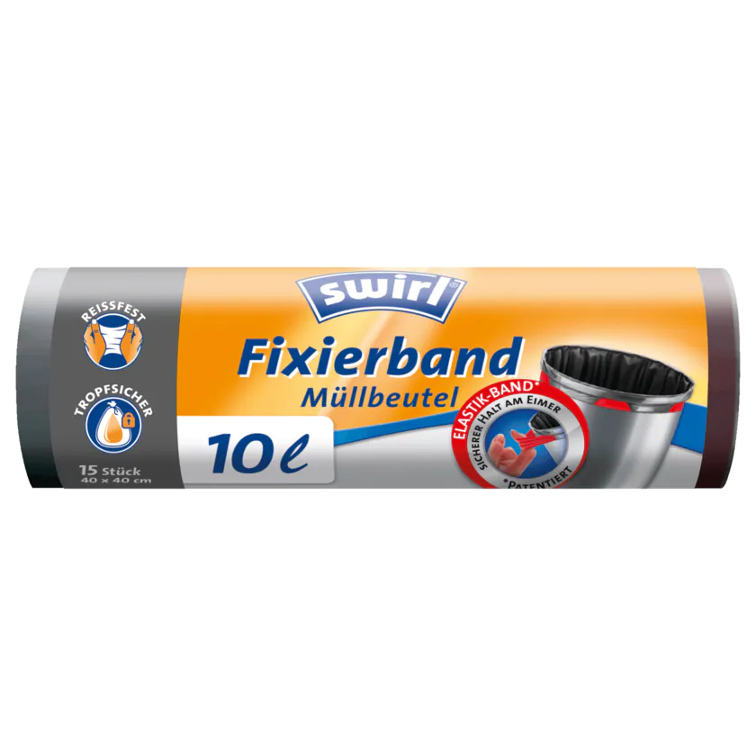 Swirl Fixierband-Müllbeutel 10l, 15 Stück - 4006508183197