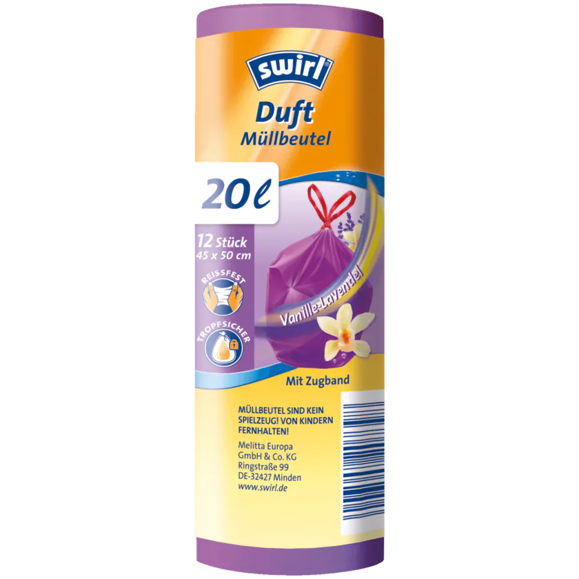 Swirl Duft-Müllbeutel Vanille-Lavendel 20l, 12 Stück - 4006508207398