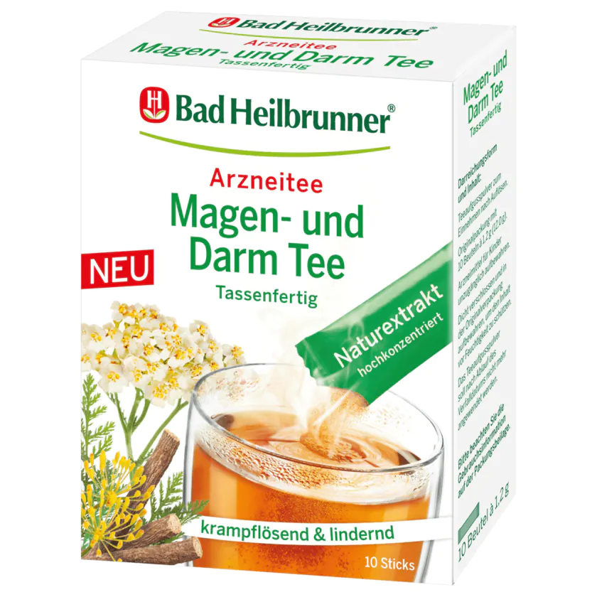 Bad Heilbrunner Arzneitee Magen- und Darm Tee im 10x1,2g, - 10 Sticks - 4008137015054
