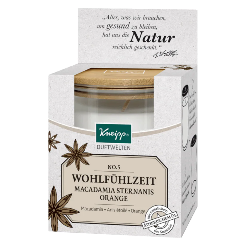 Kneipp Duftkerze Wohlfühlzeit Macadamia Sternanis Orange 145g - 4008233150895
