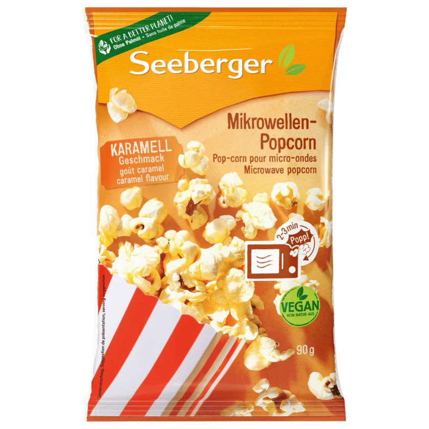 Seeberger Mikrowellen Popcorn Karamell vegan 90g - 4008258525043