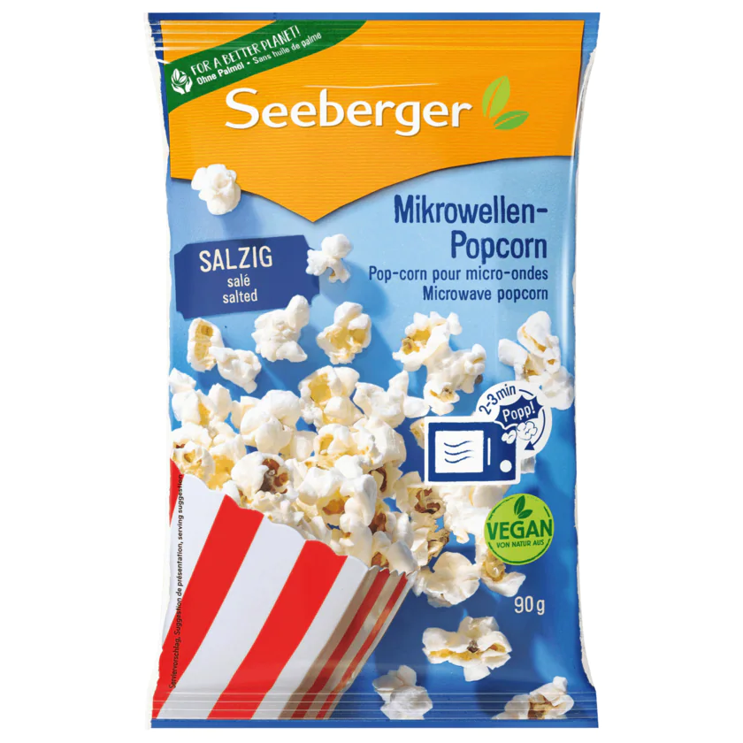 Seeberger Mikrowellen Popcorn salzig vegan 90g - 4008258527054