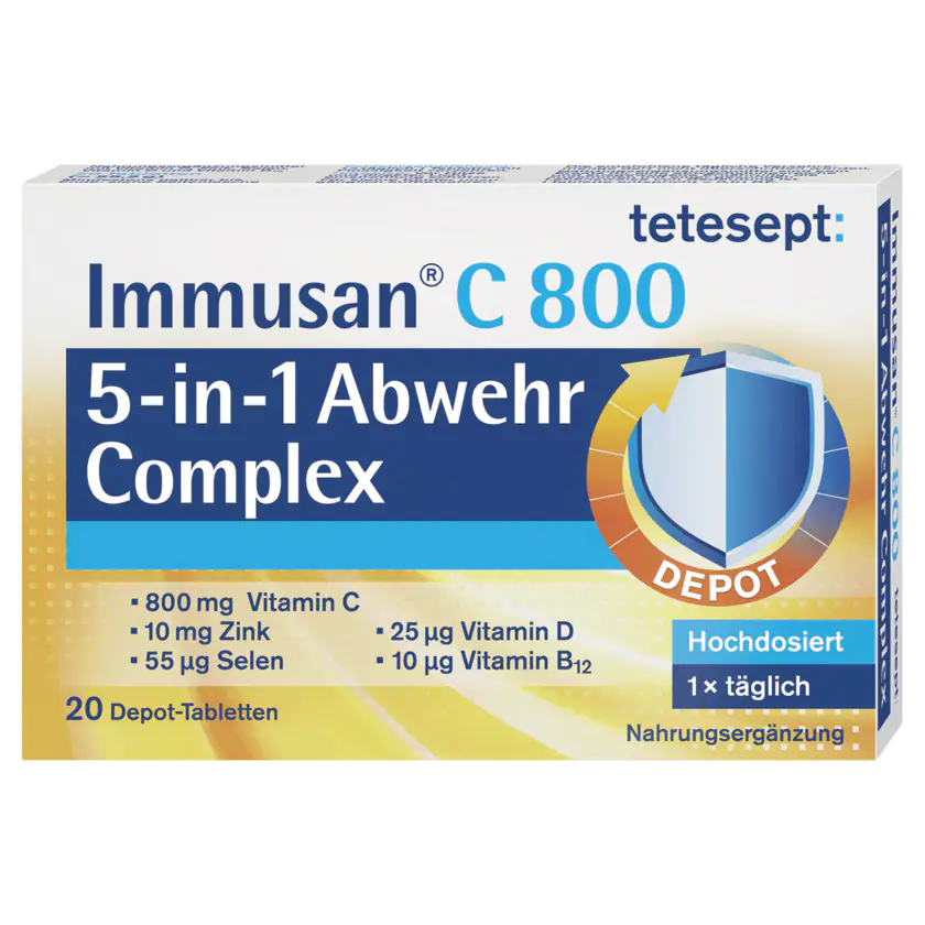 tetesept Immusan C 800 5-in-1 Abwehr Complex hochdosiert 20 Stück - 4008491119771