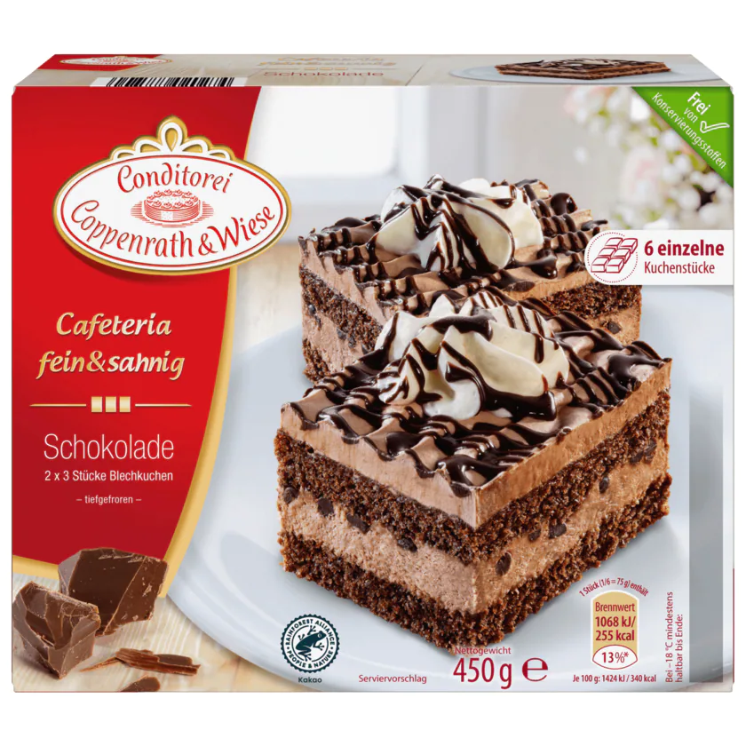 Conditorei Coppenrath & Wiese Cafeteria fein & sahnig Blechkuchen Schokolade 450g - 4008577020274