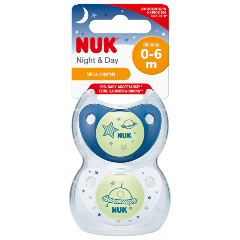 Nuk Night & Day Silicone 0-6 Monate 2 Stück - 4008600260066