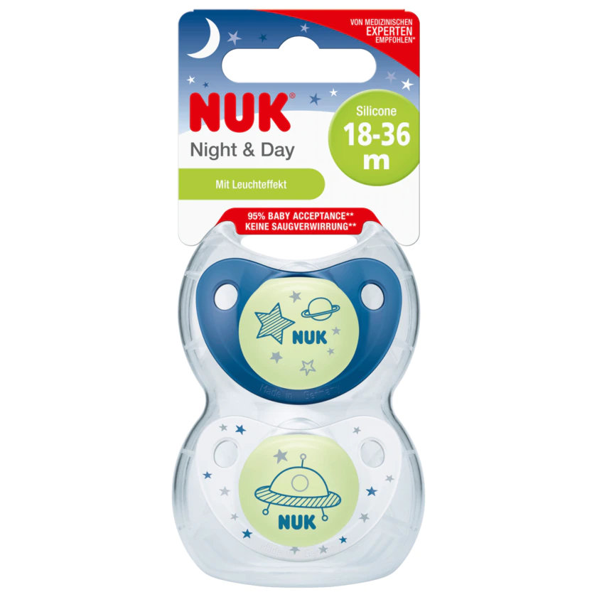 Nuk Night & Day Silicone 18-36 Monate 2 Stück - 4008600260127