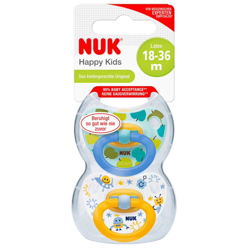 Nuk Beruhigungssauger Latex Happy Kid Gr.3 2 Stück - 4008600261360