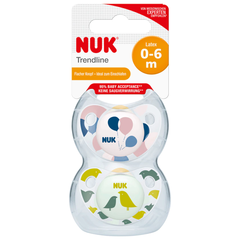 Nuk Trendline Latex 0-6 Monate 2 Stück - 4008600261919