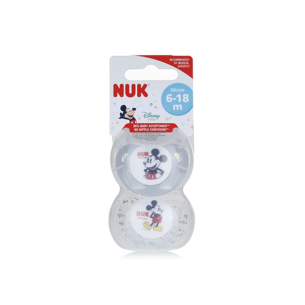NUK Mickey Mouse silicon soother 6-18 months x2 - Waitrose UAE & Partners - 4008600282891