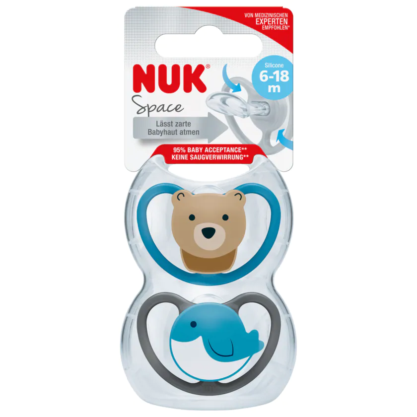 Nuk Space Silikon Sauger 6-18 M 2 Stück - 4008600312253