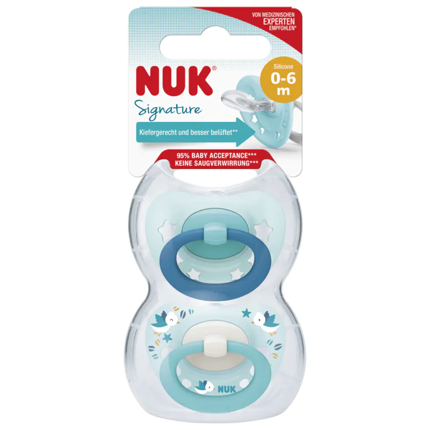 Nuk Signature Schnuller Silicone 0-6 Monate 2 Stück - 4008600378723