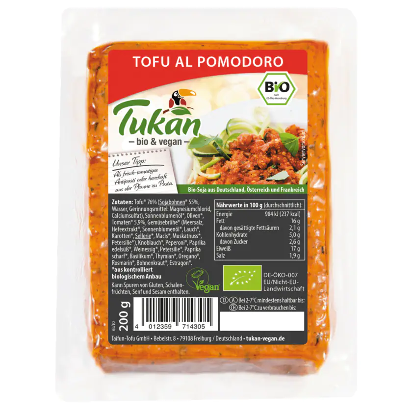 Tukan Bio Tofu al Pomodoro vegan 200g - 4012359714305