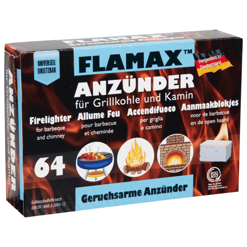 Flamax Grillkohle- und Kaminanzünder 64 Stück - 4012425181147