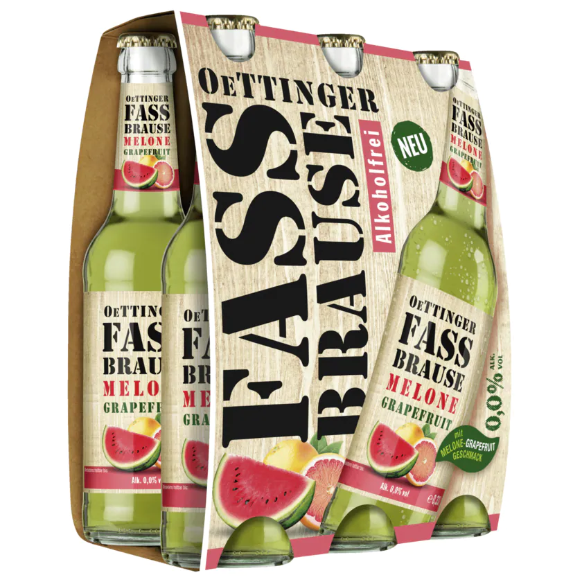 Oettinger Fassbrause Melone Grapefruit alkoholfrei 6x0,33l - 4014086611599