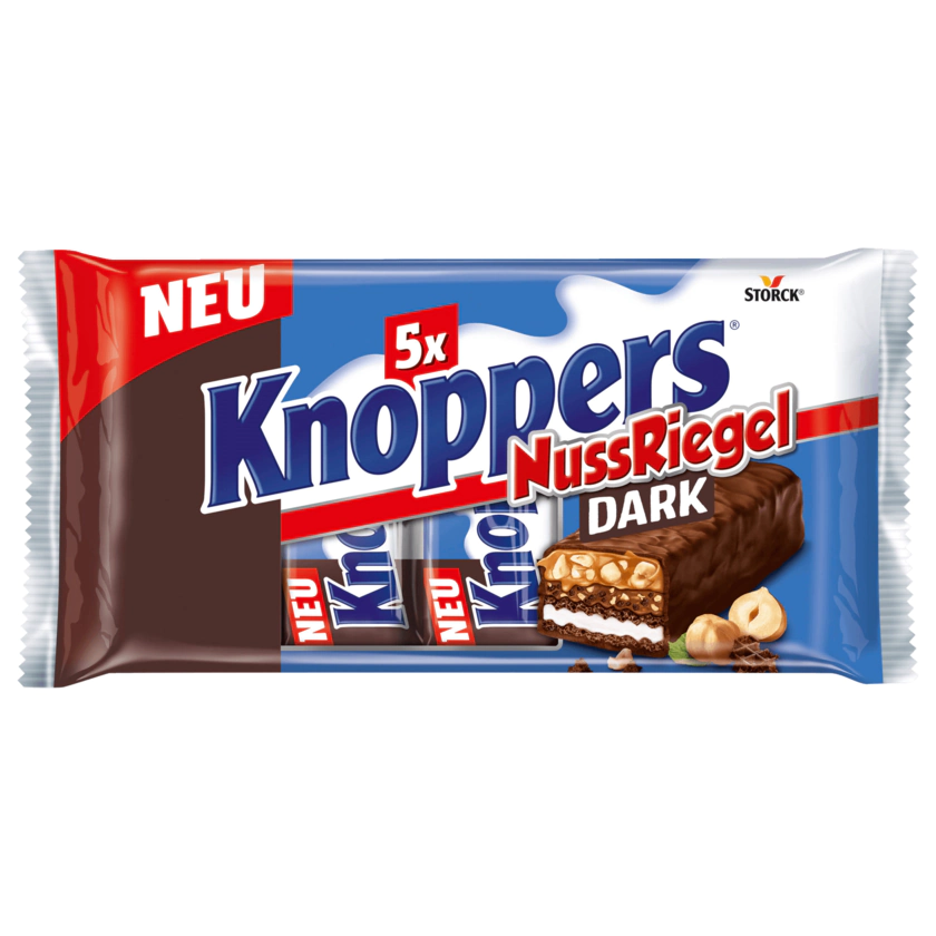 Knoppers NussRiegel Dark 200g, 5 Stück - 4014400931280