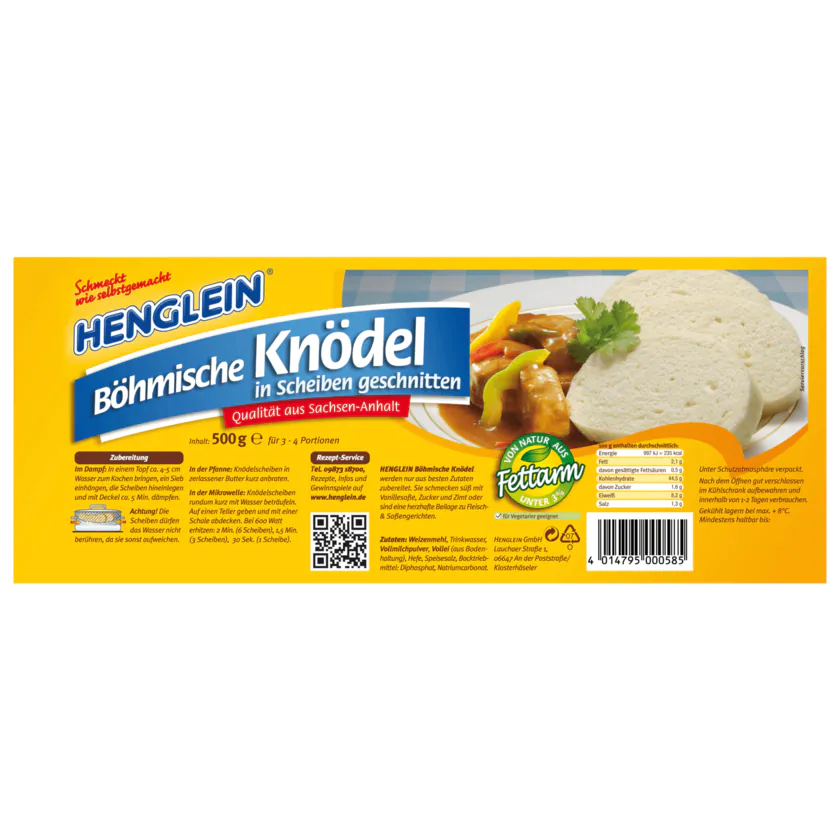 Henglein Böhmische Knödel in Scheiben 500g - 4014795000585